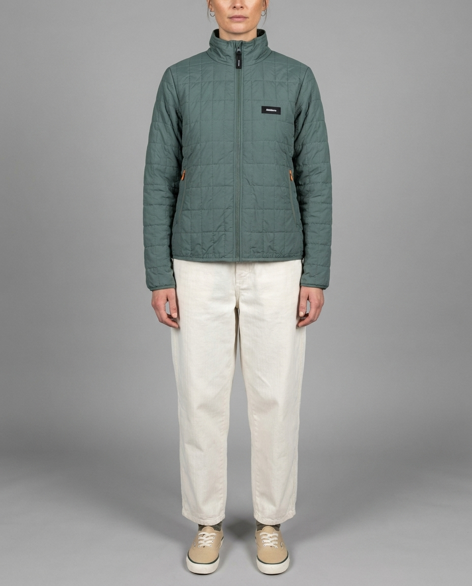 Sage Green Quilted Zip Up Jacket