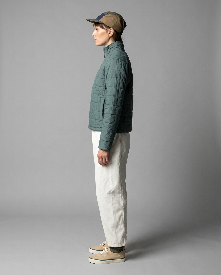 Sage Green Quilted Zip Up Jacket