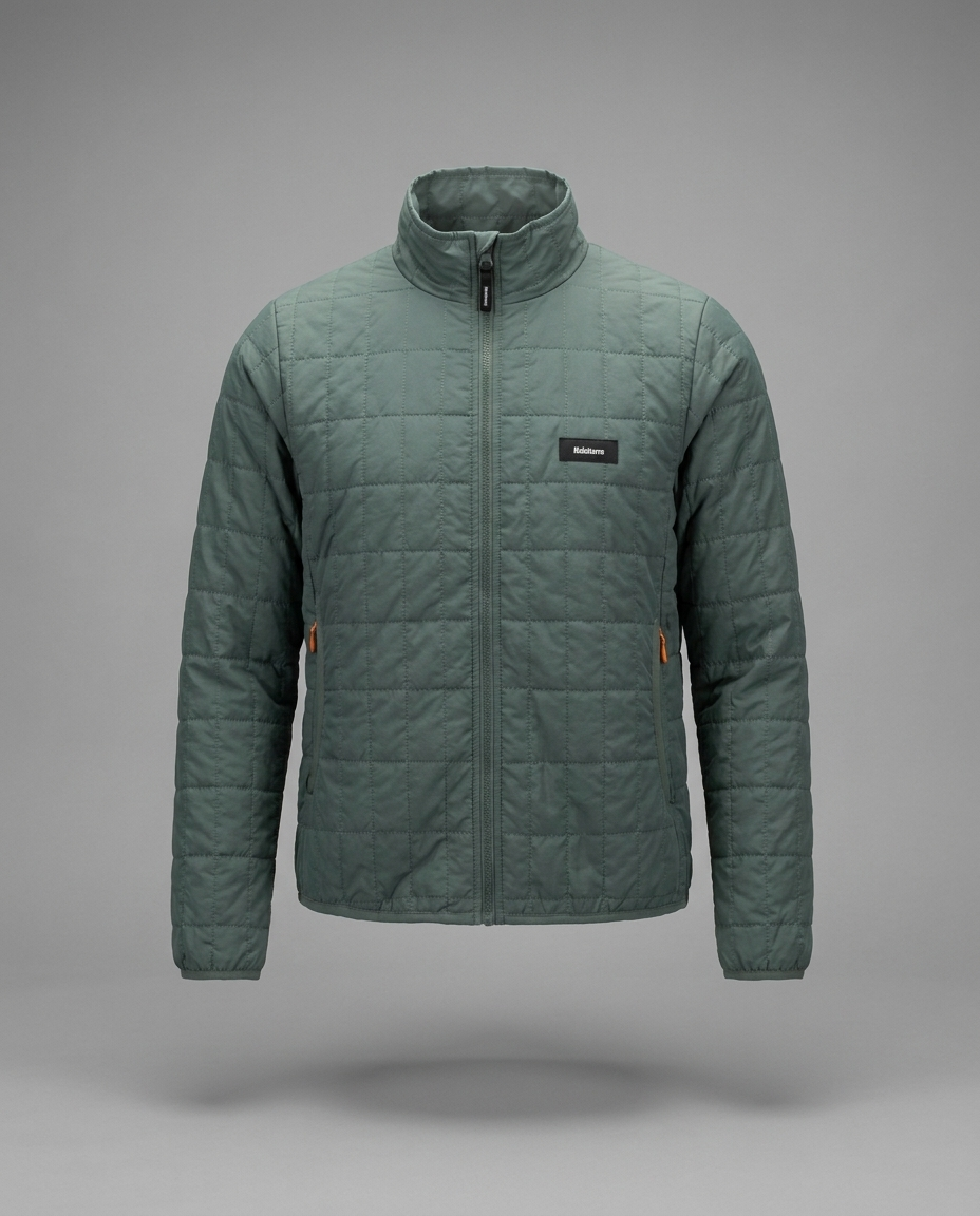 Sage Green Quilted Zip Up Jacket