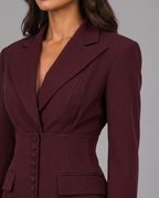Burgundy Three Piece Wide Leg Trouser Suit