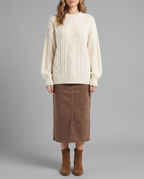 Cream Cable Knit Crew Neck Jumper