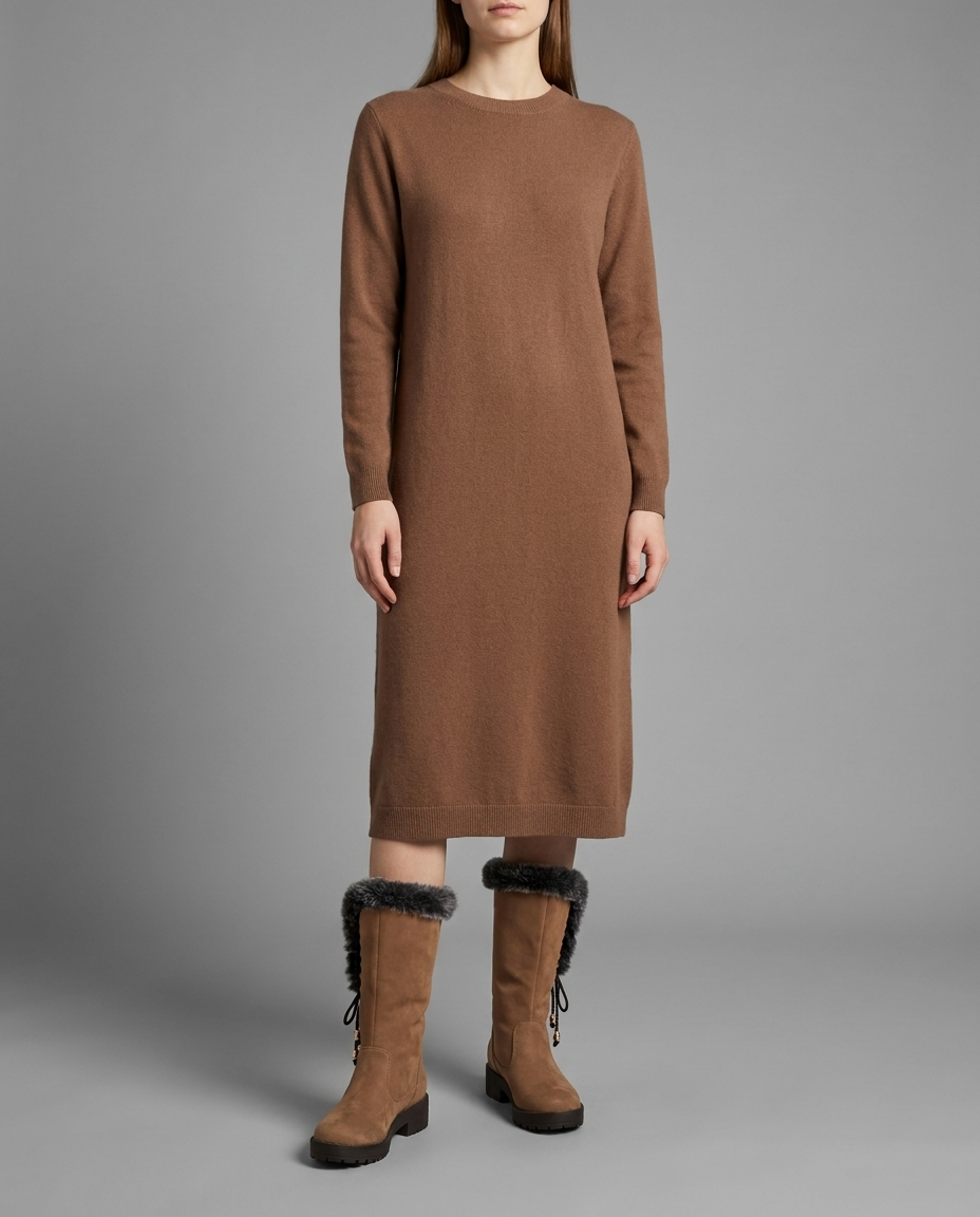 Tan Suede Faux Fur Trim Knee High Boots