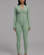 Sage Green Long Sleeve Corset Jumpsuit