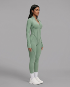 Sage Green Long Sleeve Corset Jumpsuit
