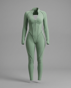 Sage Green Long Sleeve Corset Jumpsuit
