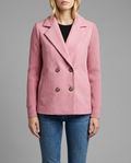 Pink Wool Blend Double Breasted Knitted Sleeve Jacket