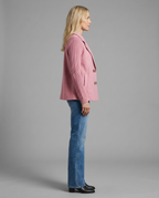 Pink Wool Blend Double Breasted Knitted Sleeve Jacket