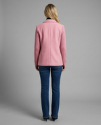 Pink Wool Blend Double Breasted Knitted Sleeve Jacket