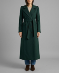 Green Wool Blend Belted Maxi Coat