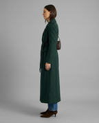 Green Wool Blend Belted Maxi Coat