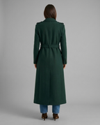 Green Wool Blend Belted Maxi Coat