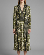 Green Paisley Print Jersey Midi Dress