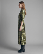 Green Paisley Print Jersey Midi Dress