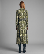 Green Paisley Print Jersey Midi Dress