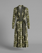 Green Paisley Print Jersey Midi Dress