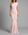 Pink One Shoulder Fishtail Maxi Dress