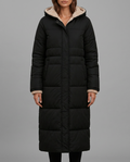 Black Longline Borg Lined Hooded Puffer Coat