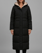 Black Longline Borg Lined Hooded Puffer Coat