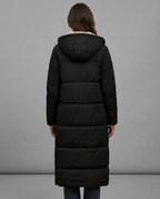 Black Longline Borg Lined Hooded Puffer Coat