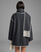 Charcoal Grey Wool Blend Scarf Jacket