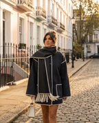 Charcoal Grey Wool Blend Scarf Jacket