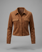 Tan Suede Cropped Shacket
