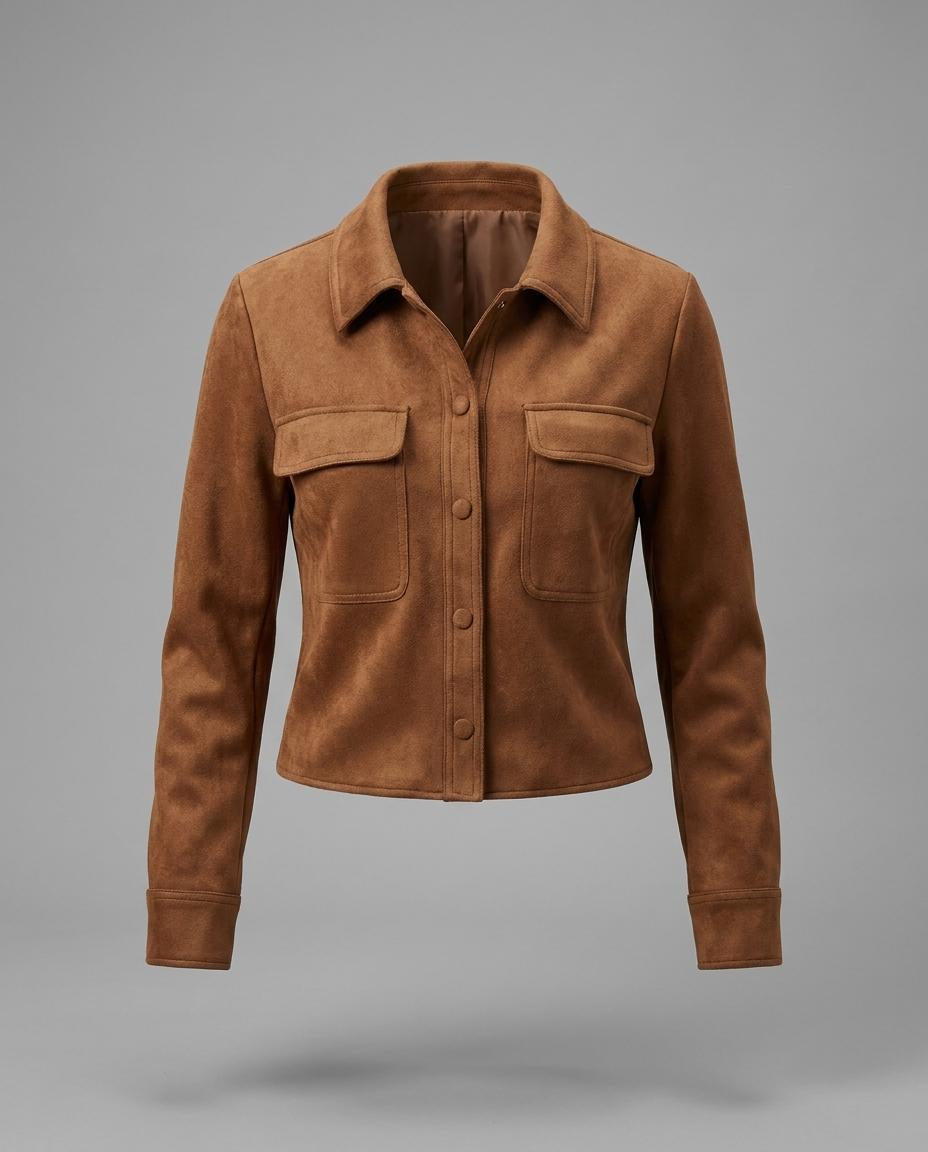 Tan Suede Cropped Shacket