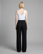 Black High Waisted Wide Leg Tailored Trousers