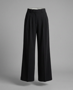 Black High Waisted Wide Leg Tailored Trousers