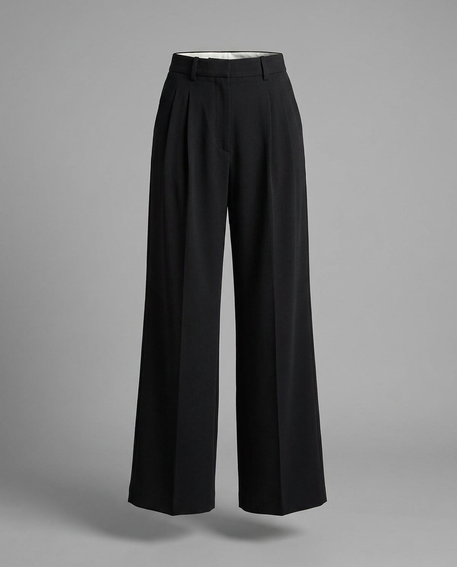 Black High Waisted Wide Leg Tailored Trousers
