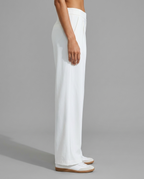 White High Waisted Wide Leg Tailored Trousers
