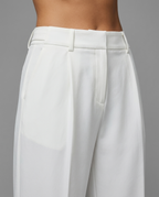 White High Waisted Wide Leg Tailored Trousers