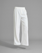 White High Waisted Wide Leg Tailored Trousers