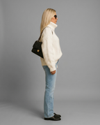 Cream Chunky Waffle Knit Roll Neck Jumper